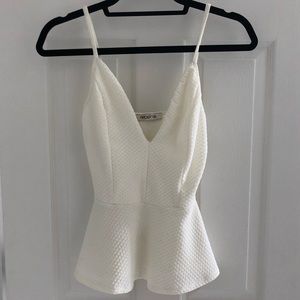 Deep V peplum top